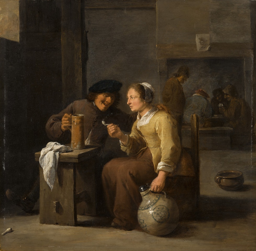 Peasants smoking and drinking in a tavern by David Teniers II