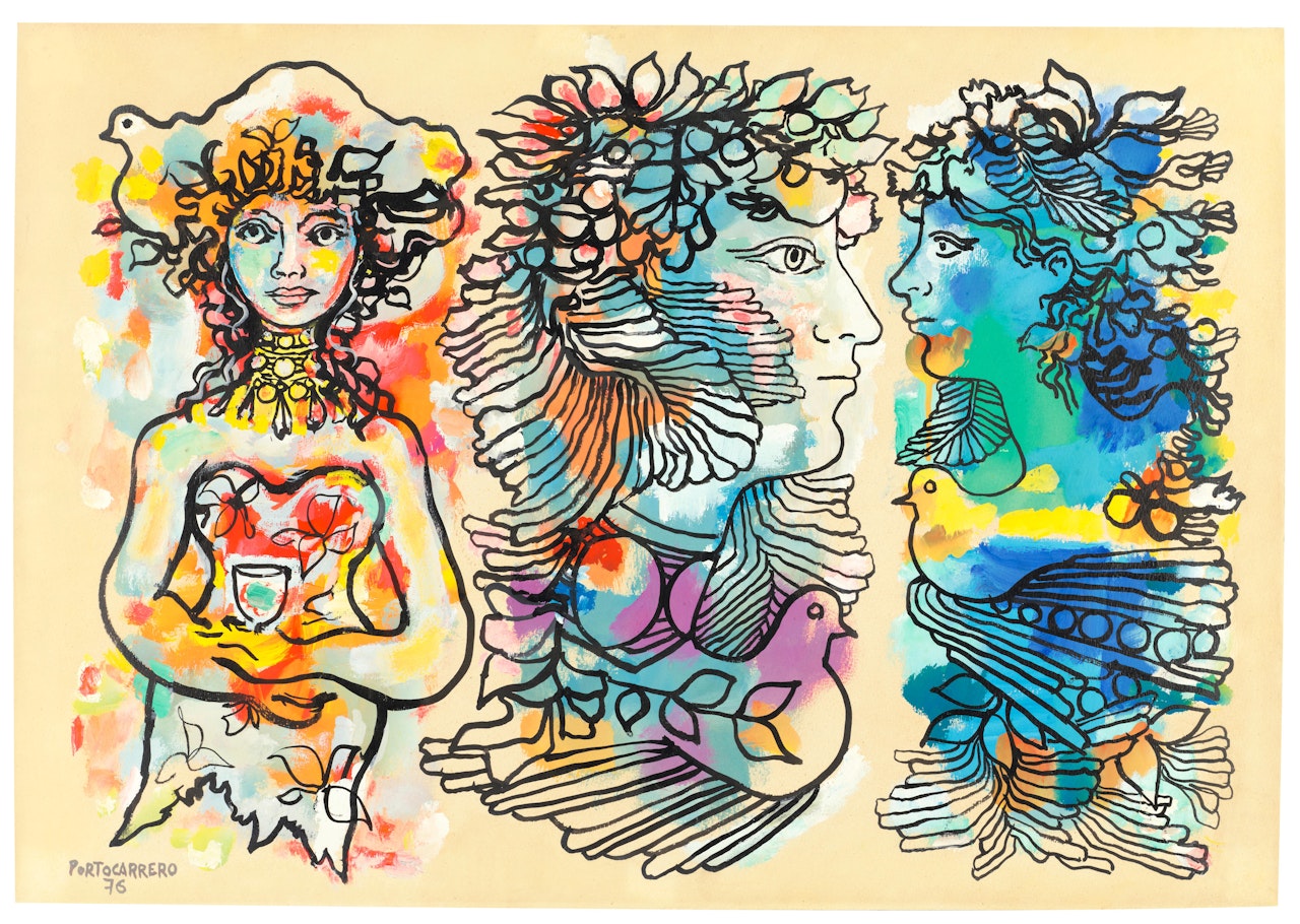 Figura sedente y Retratos de Flora by René Portocarrero