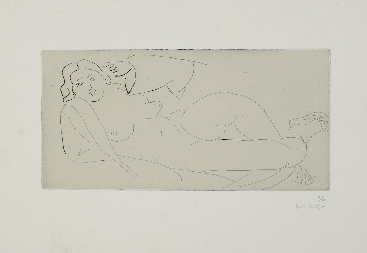 Nu allongé aux babouches de paille tressée by Henri Matisse