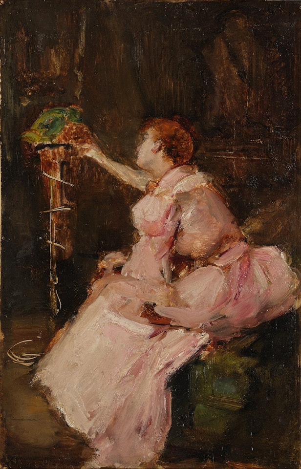 Femme au perroquet by Alfred Stevens