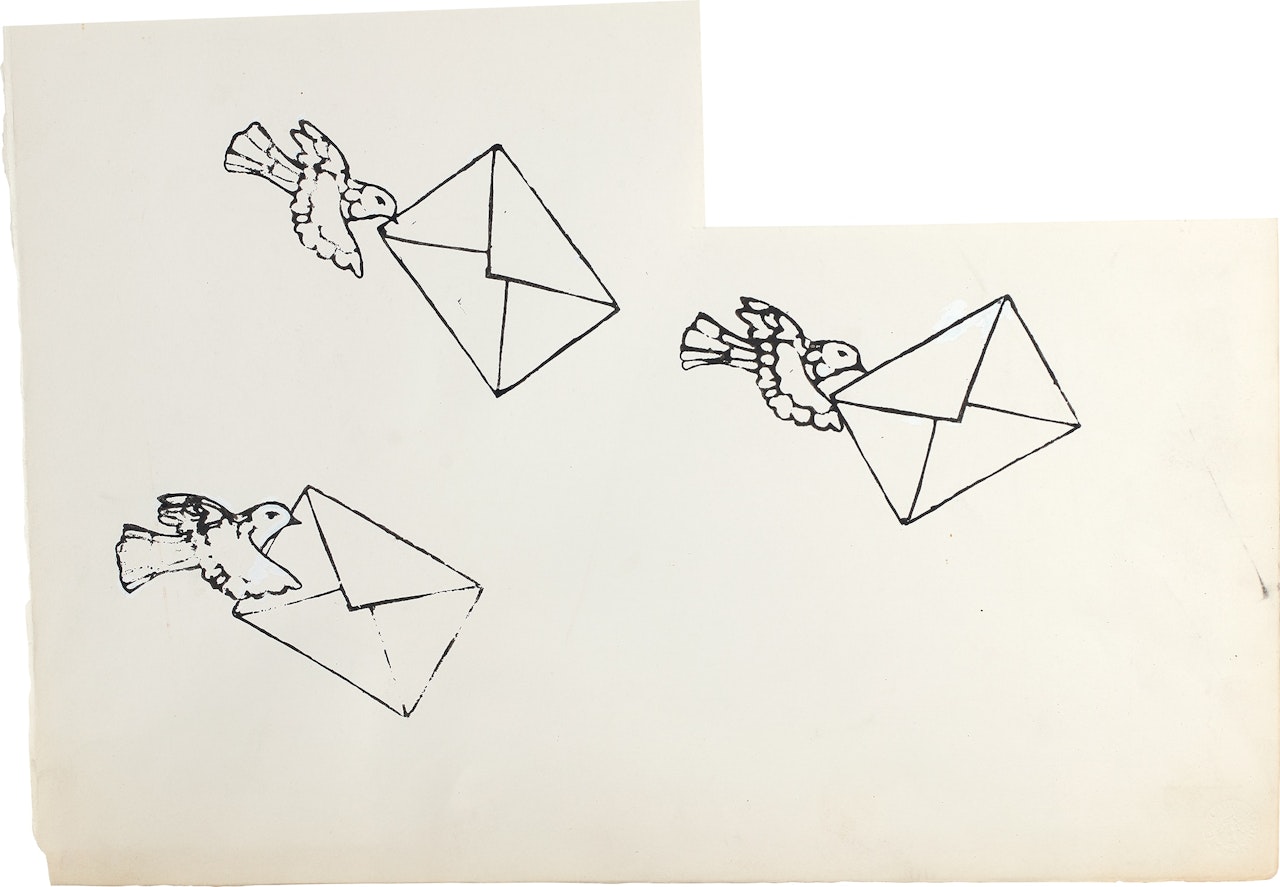 Untitled (Birds Carrying Envelopes) by Andy Warhol