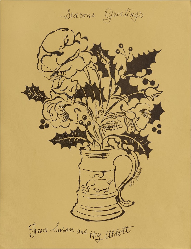 Untitled (Flowers and Holly – Christmas Card) by Andy Warhol