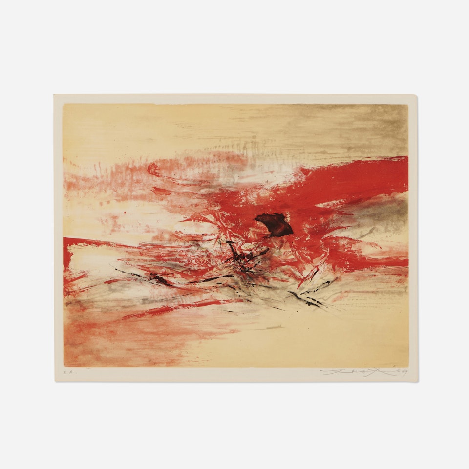 Composition Rouge (Fish in Red Sea) by Zao Wou-Ki