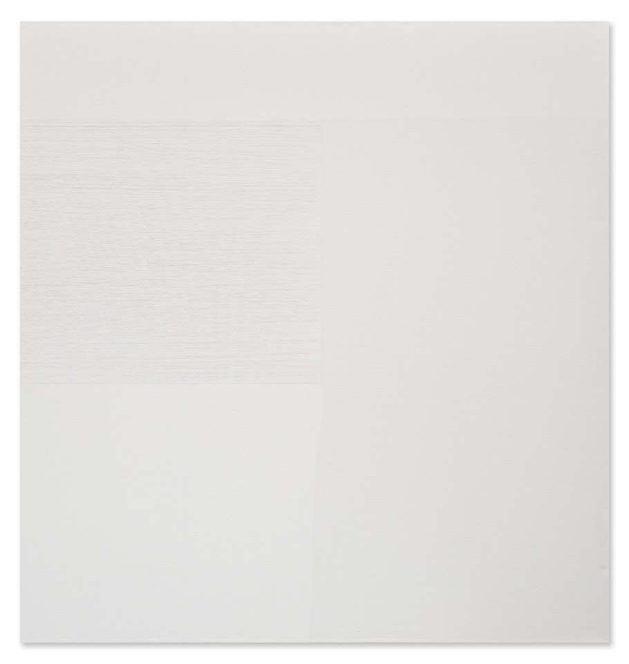 Exposed painting, lead white on white by Callum Innes