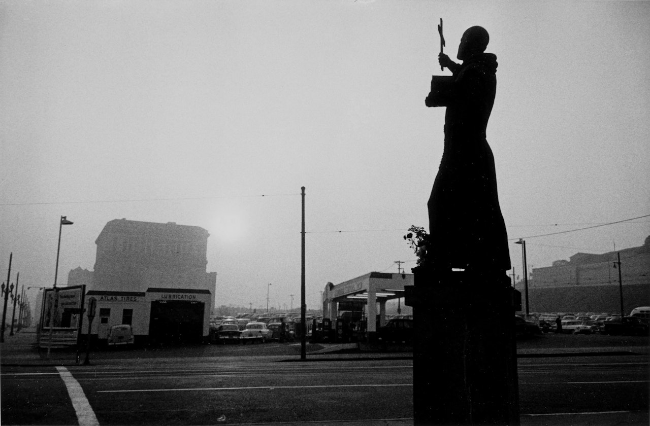 "City Hall - Los Angeles" (St. Francis, Gas Station, and City Hall-Los Angeles) by Robert Frank