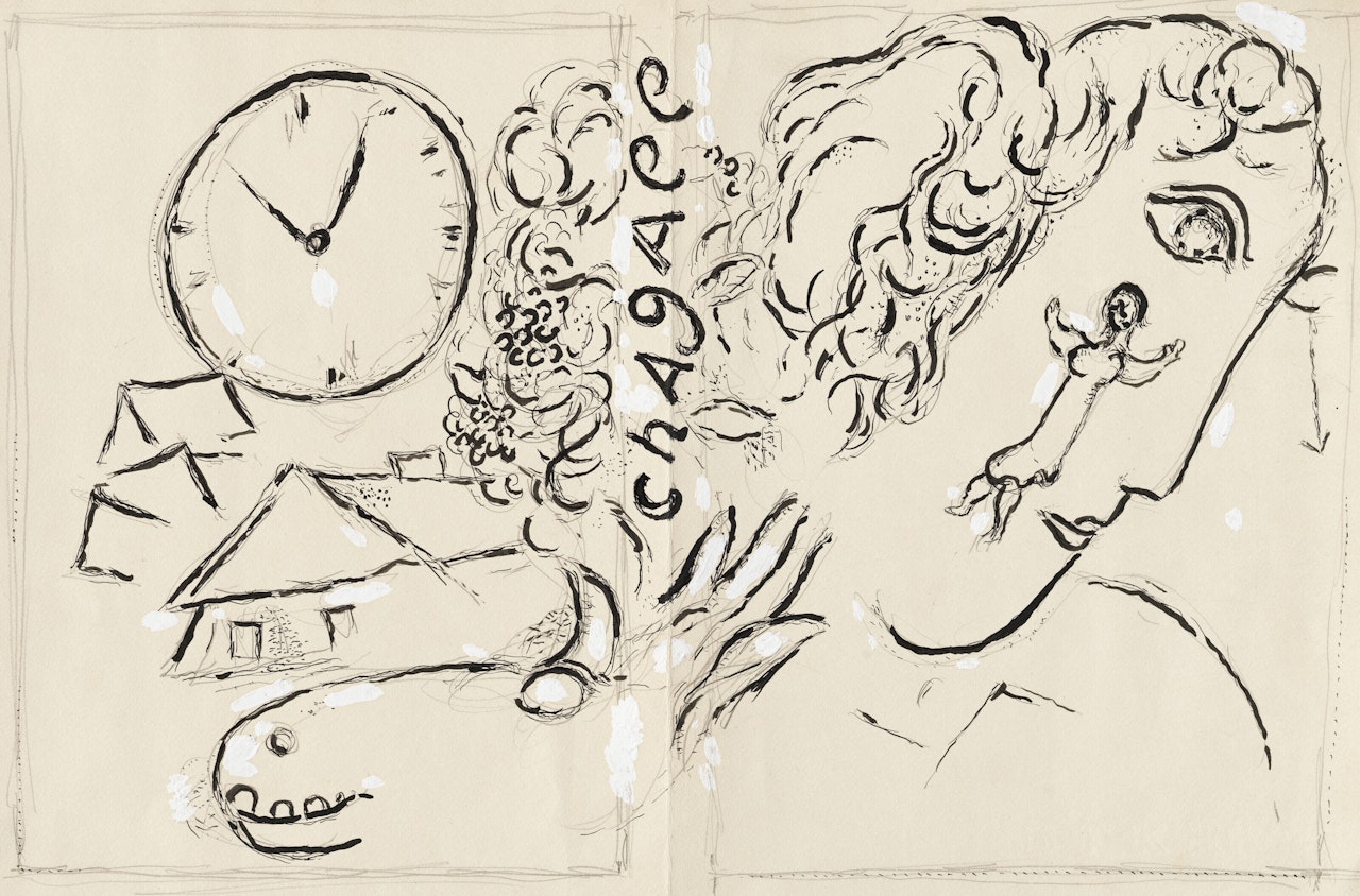 Esquisse préparatoire pour la mise en page de la couverture de Franz Meyer Leben und Werk Cologne by Marc Chagall