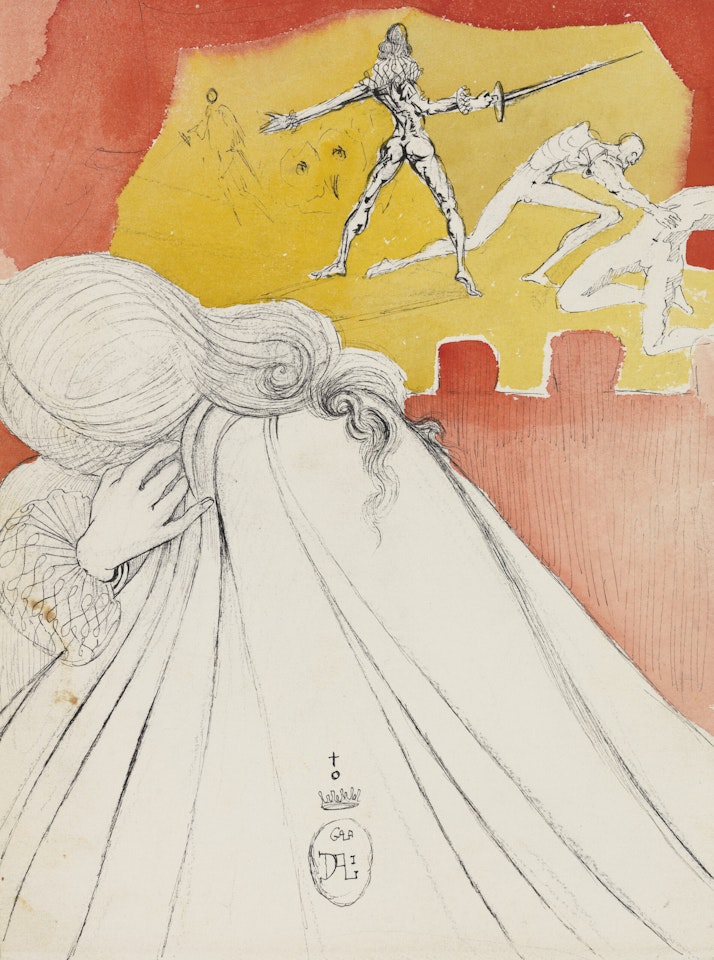 Les comédiens jouant une scène d'assassinat (Acte III, scène 2) by Salvador Dali