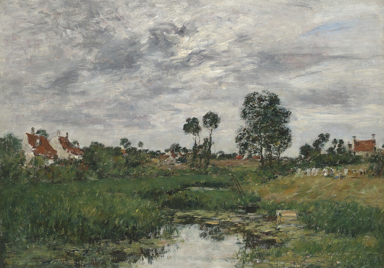 La maison du fermier, environs de Dunkerque by Eugène Boudin