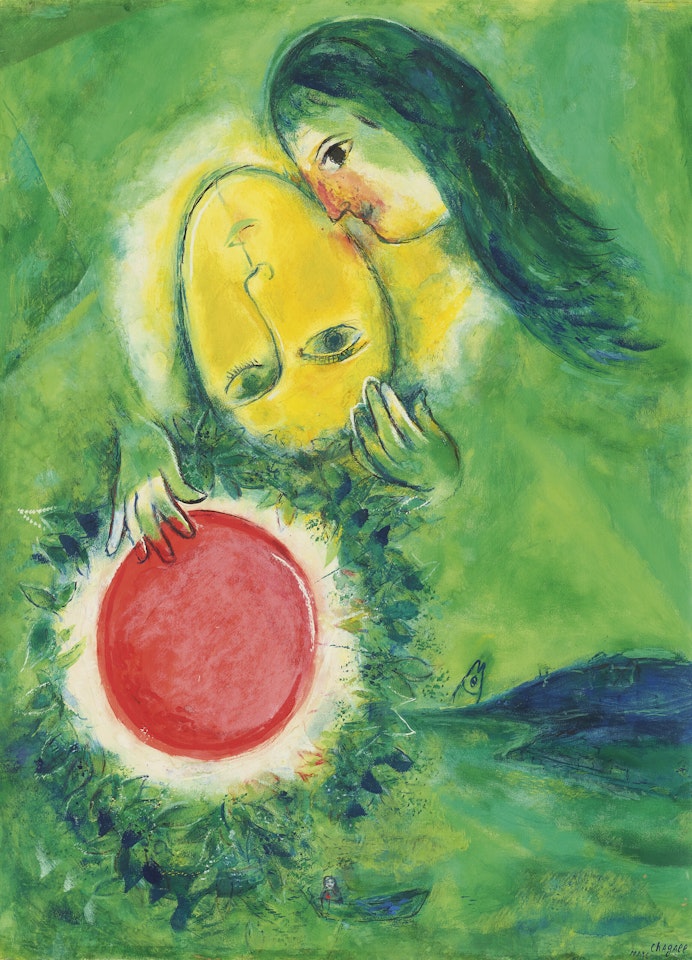 Le soleil à la guirlande ou Le paysage vert ou Soleil à Saint Jean by Marc Chagall