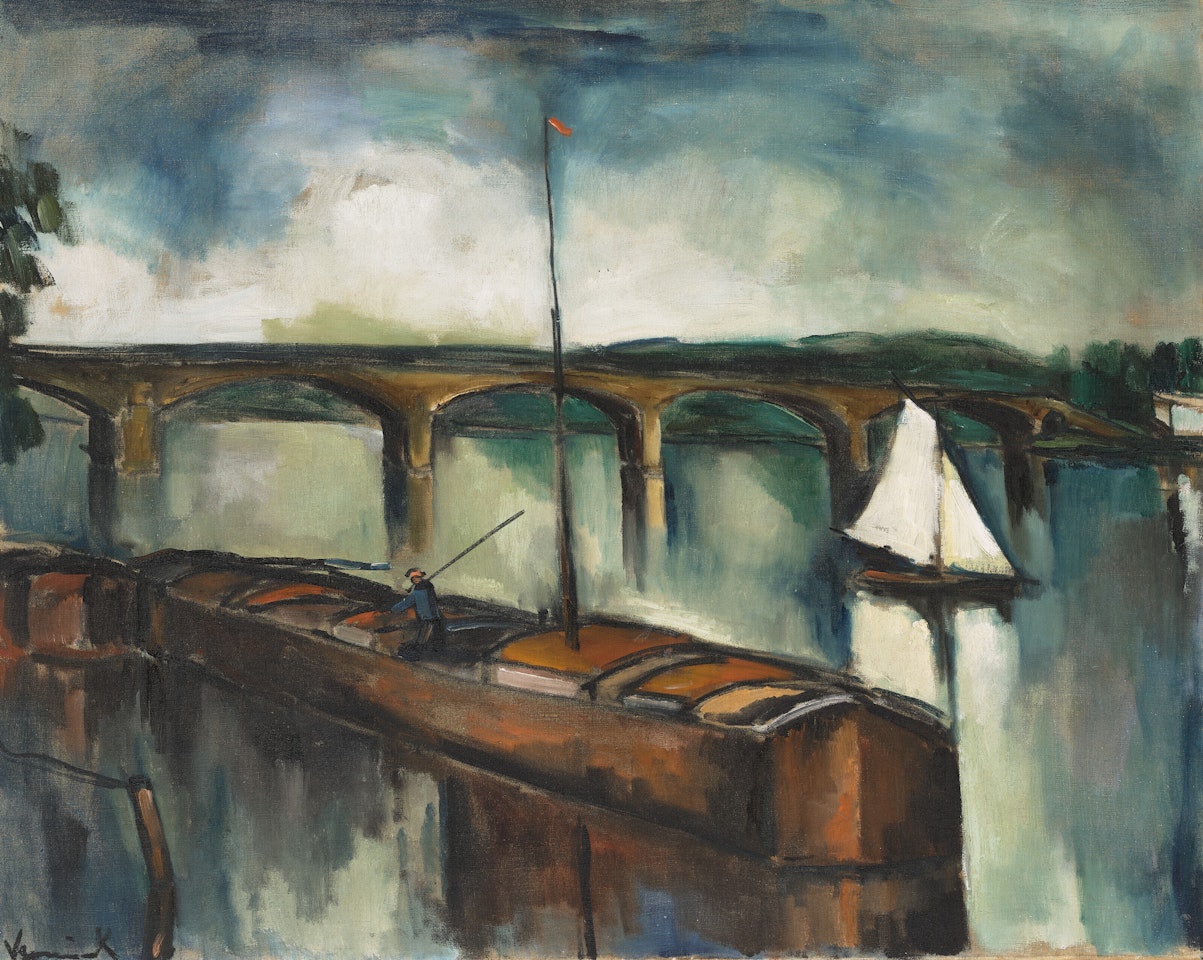 Péniche à quai by Maurice de Vlaminck