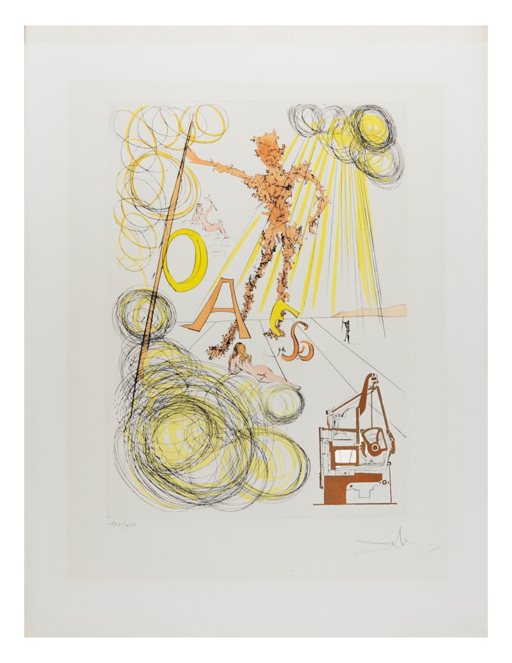 HOMMAGE A LEONARD DE VINCI, LA LINOTYPE by Salvador Dali
