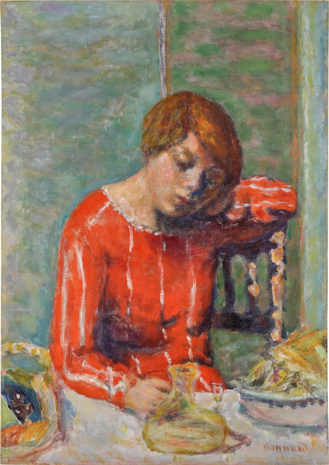 Le corsage rayé by Pierre Bonnard