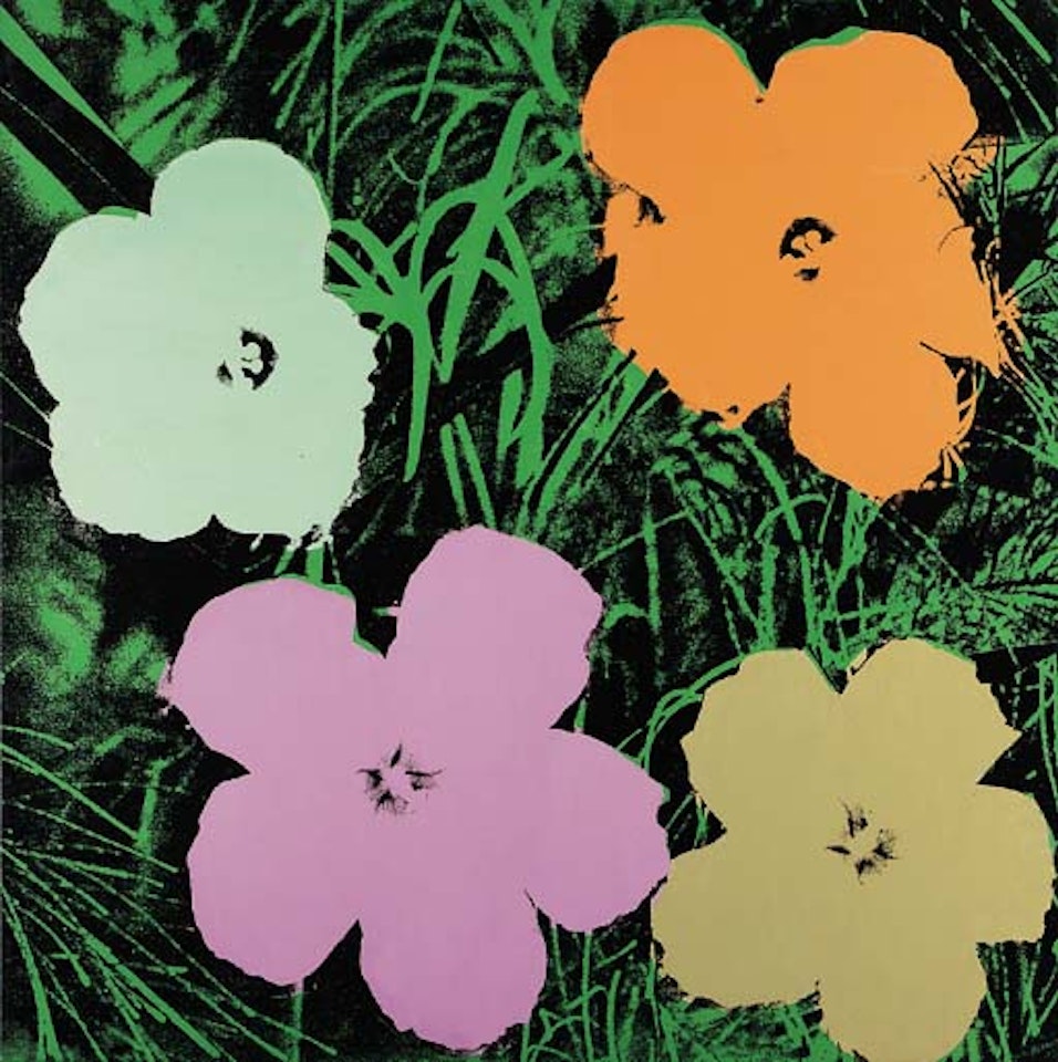 Four foot, four colour flowers by Andy Warhol