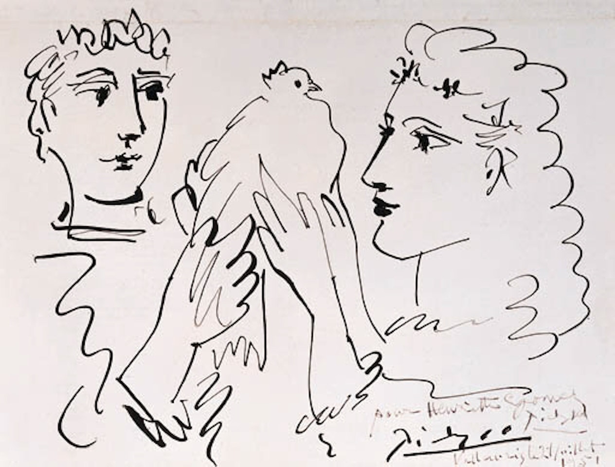 Couple a l'oiseau, Vallauris by Pablo Picasso