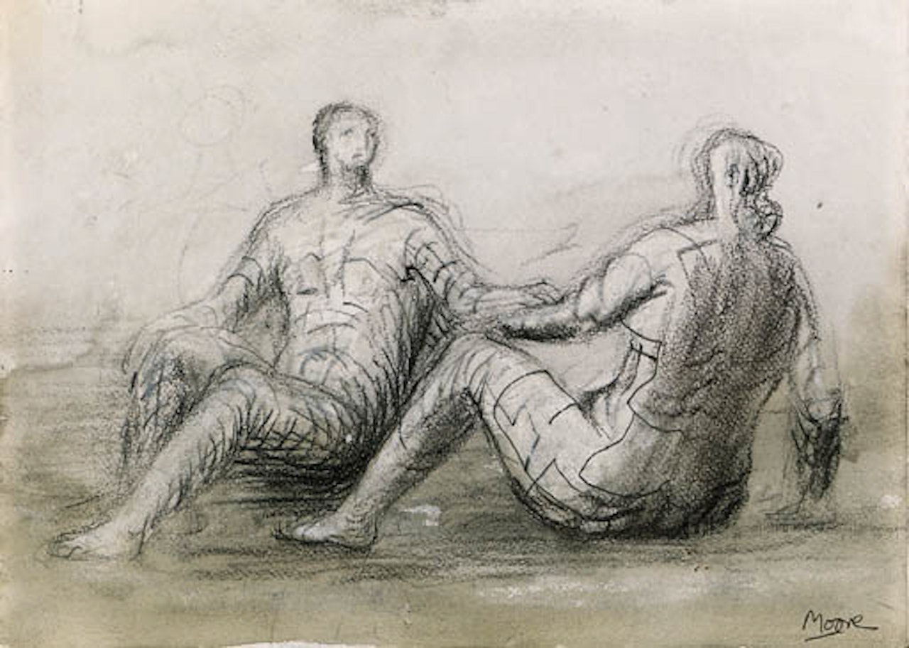Man and woman on beach by Henry Moore