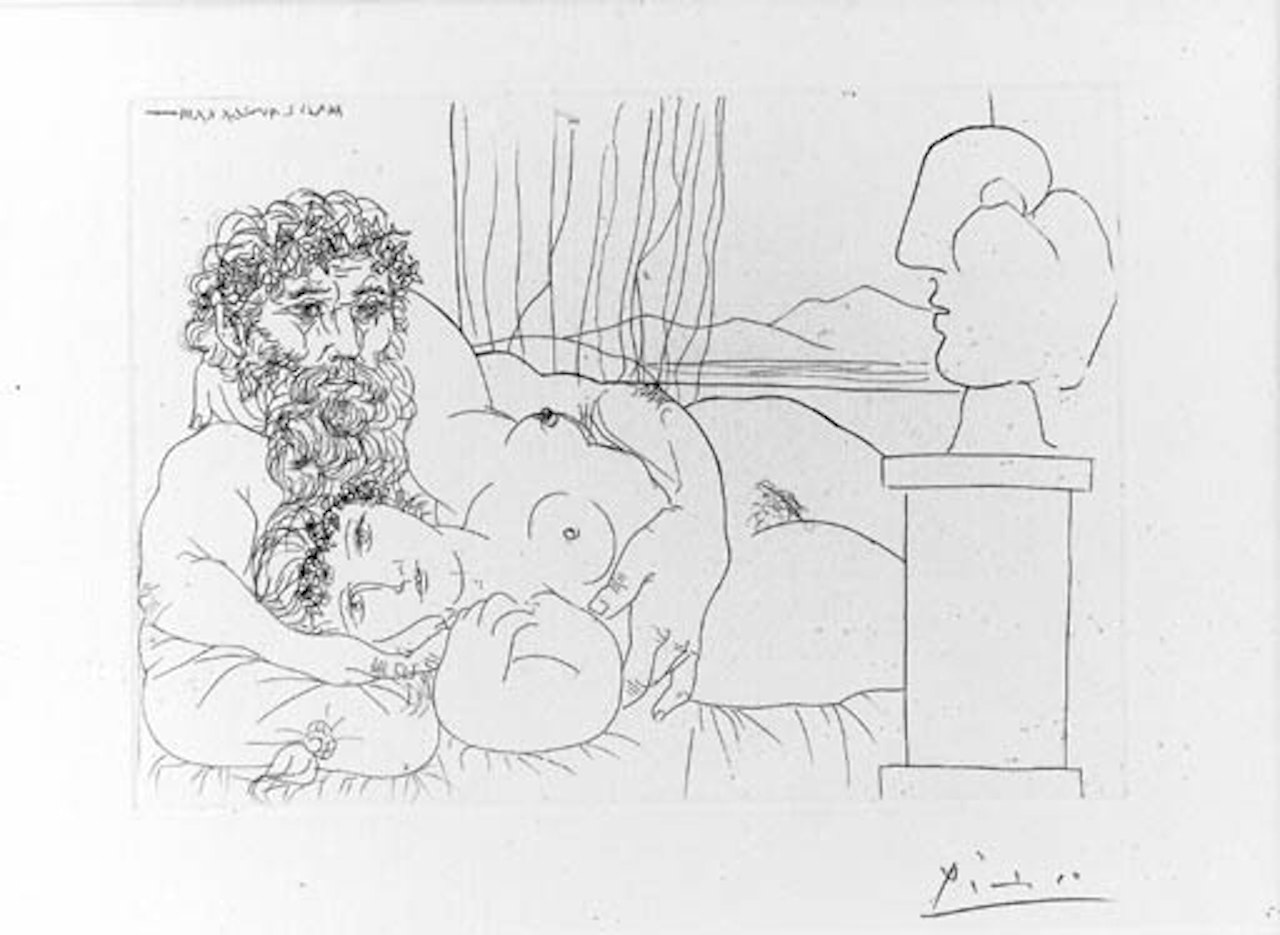 Le repos du sculpteur devant un centaure et une femme by Pablo Picasso