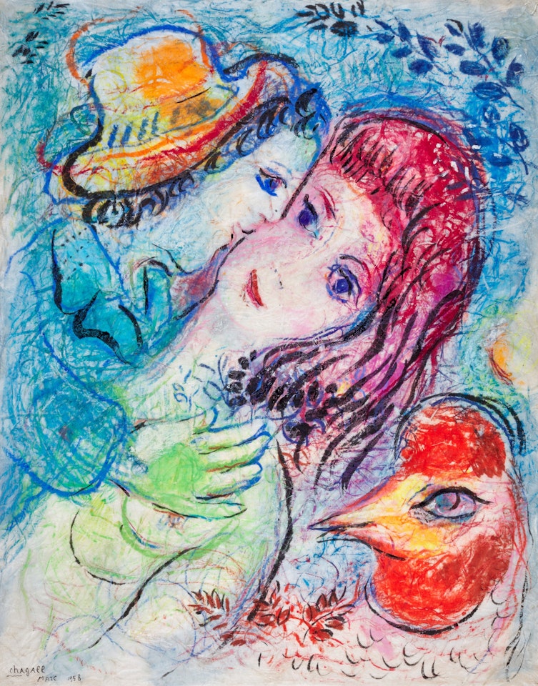 Couple et coq by Marc Chagall