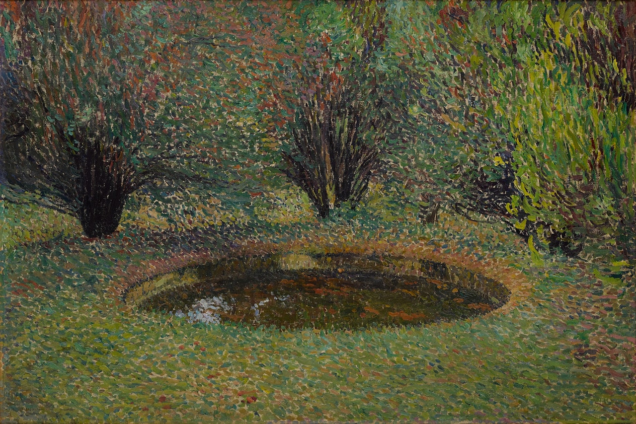 Marquayrol, le bassin aux thuyas by Henri Martin