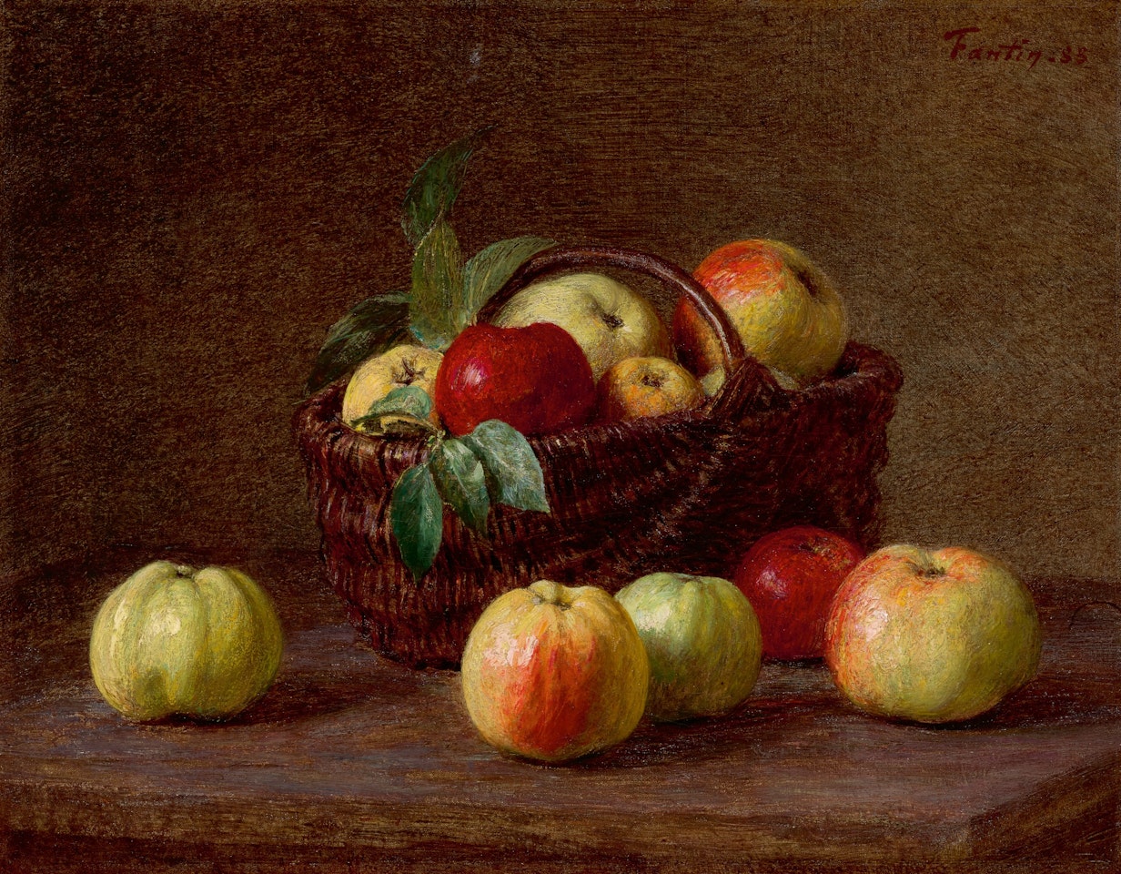 Pommes dans un panier sur la table by Henri Fantin-Latour