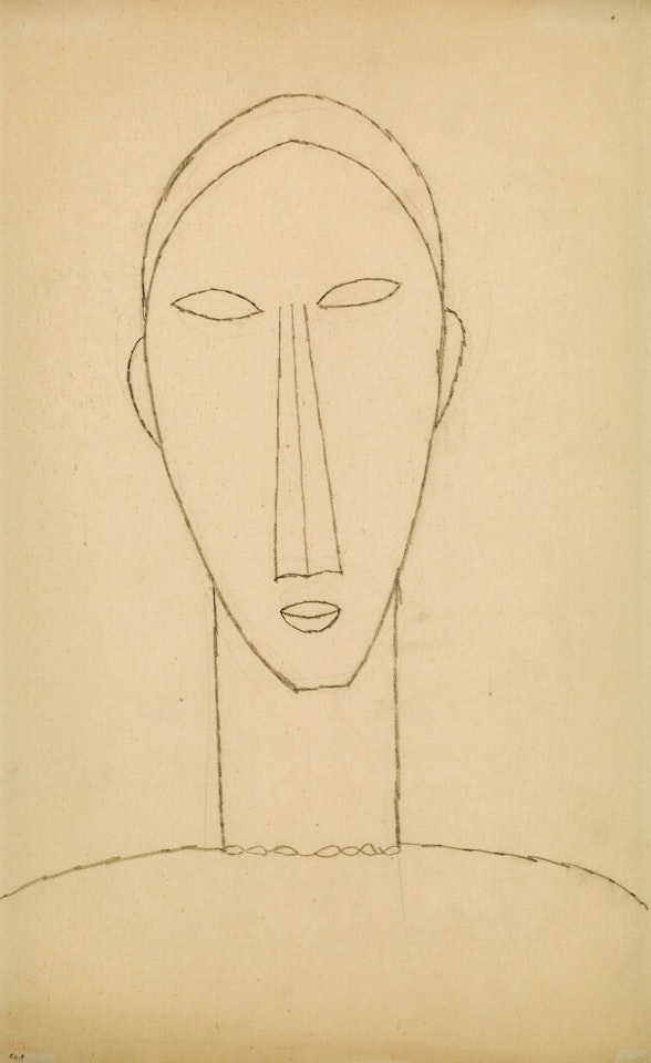 Tête de face avec collier by Amedeo Modigliani