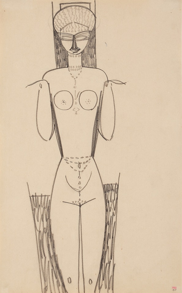 Femme nue de face, mains au niveau des épaules by Amedeo Modigliani