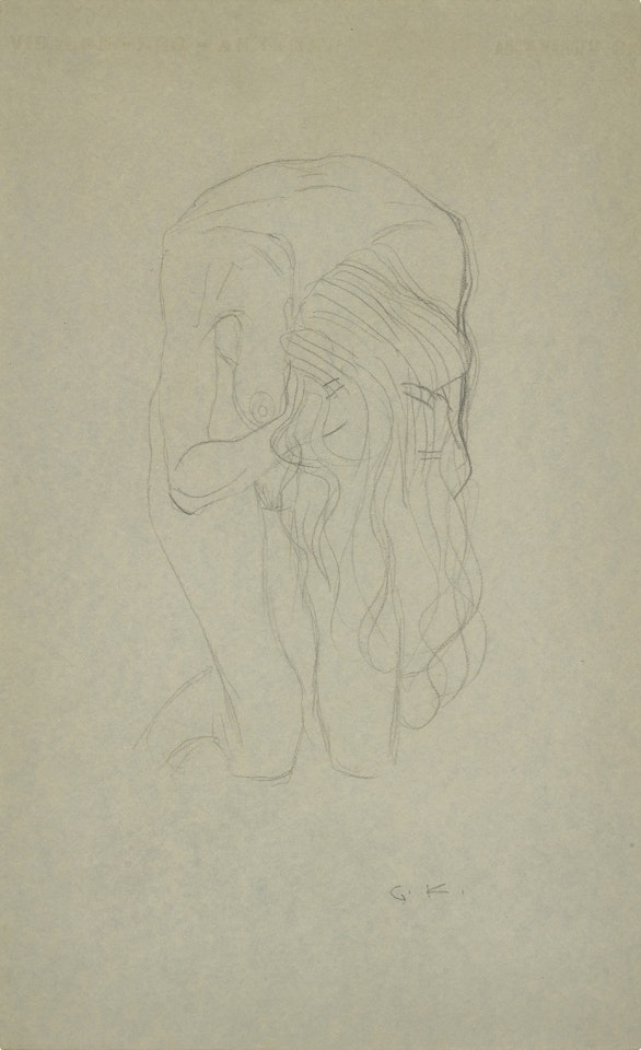 Kniender Frauenakt von vorne (Kneeling female nude from the front) by Gustav Klimt