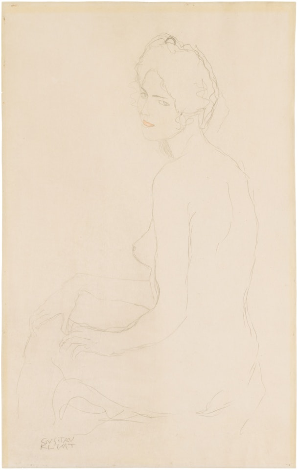 Sitzender Akt nach links (Seated Nude Turned to the Left) by Gustav Klimt
