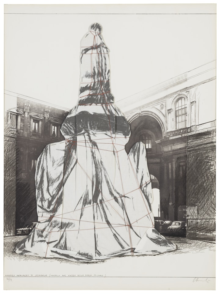 Wrapped Monument to Leonardo, Project for Piazza della Scala, Milan: one print by Christo