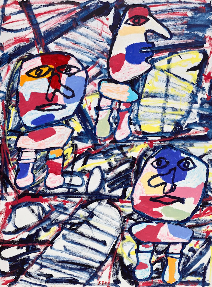 Site aléatoire avec 3 personnages by Jean Dubuffet