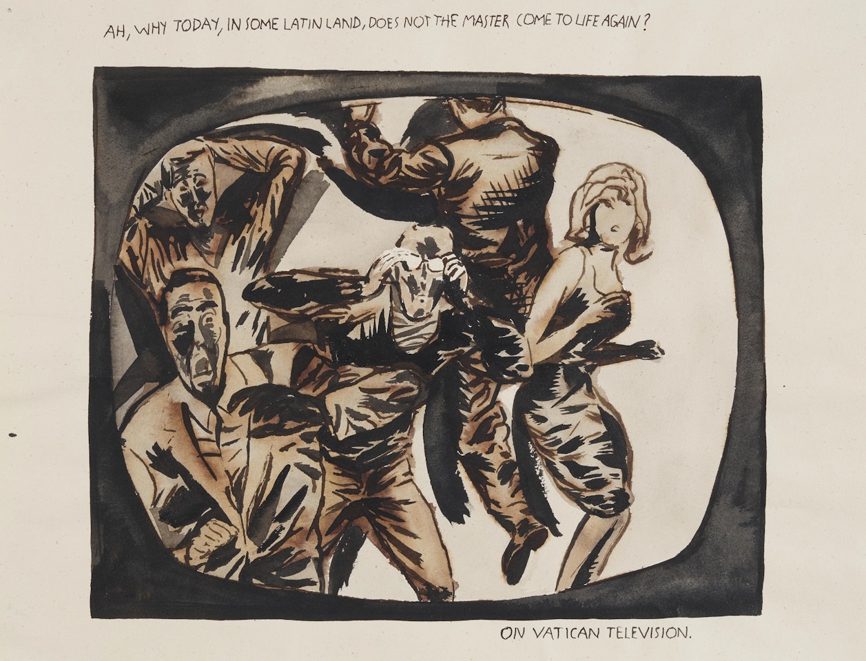 No title... (Vatican Television) by Raymond Pettibon