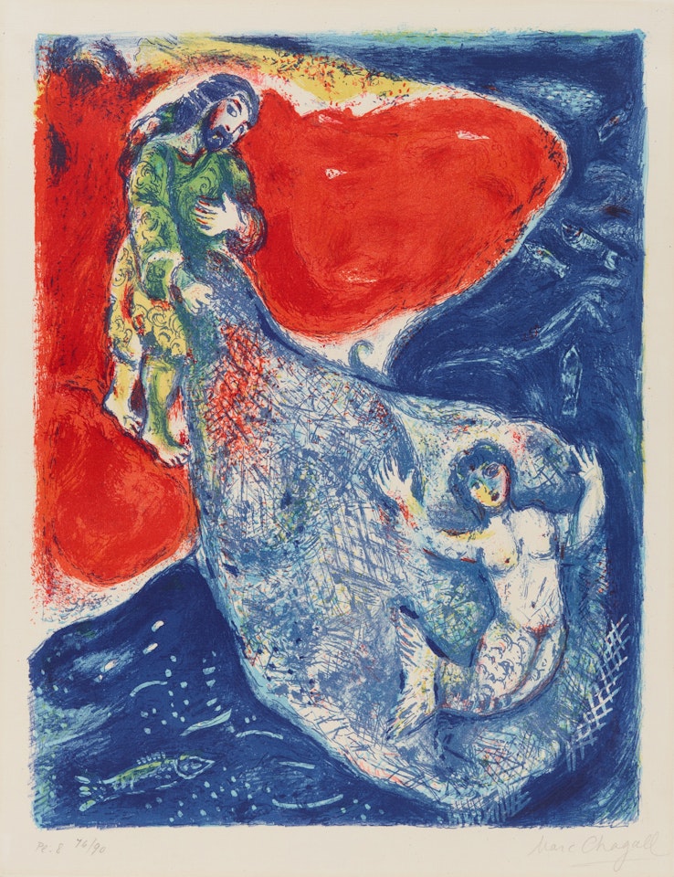 Lot Details  Description  Marc Chagall  1887 - 1985  When Abdullah got the Net Ashore, from: Four Tales from the Arabian Nights by Marc Chagall