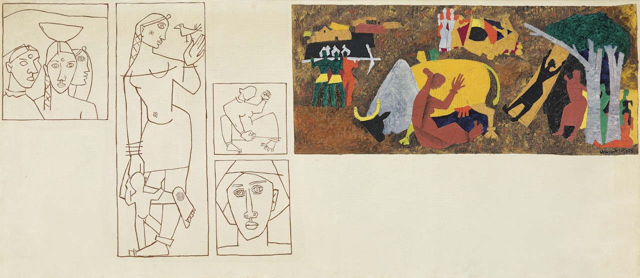 Untitled (Village Scenes) by M.F. Husain