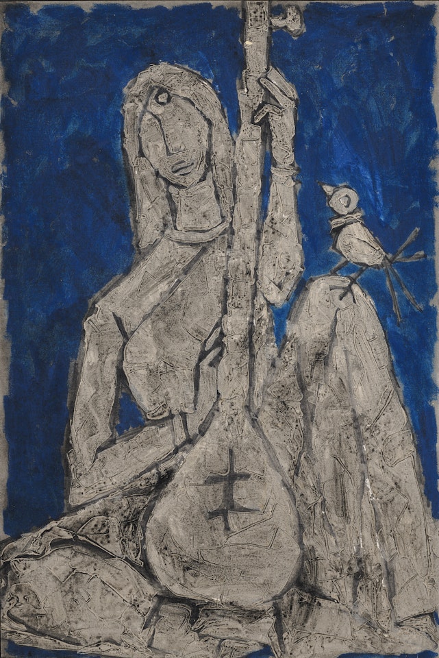 Untitled (Lady with a Sitar) by M.F. Husain