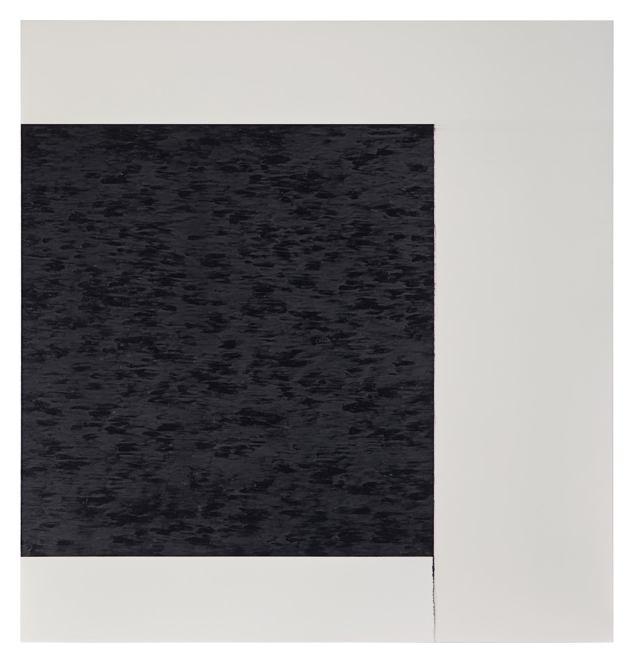Exposed Painting, Paynes Grey/ Yellow Oxide on White by Callum Innes