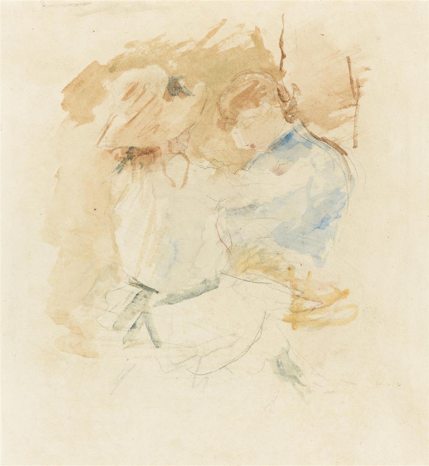 La Couture au Jardin by Berthe Morisot