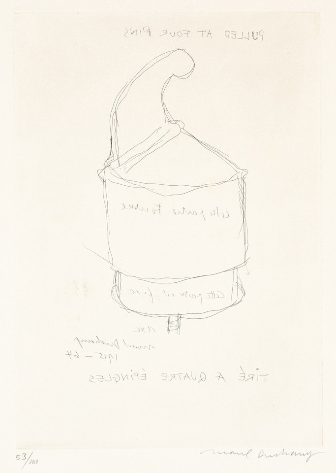 Pulled at Four Pins by Marcel Duchamp