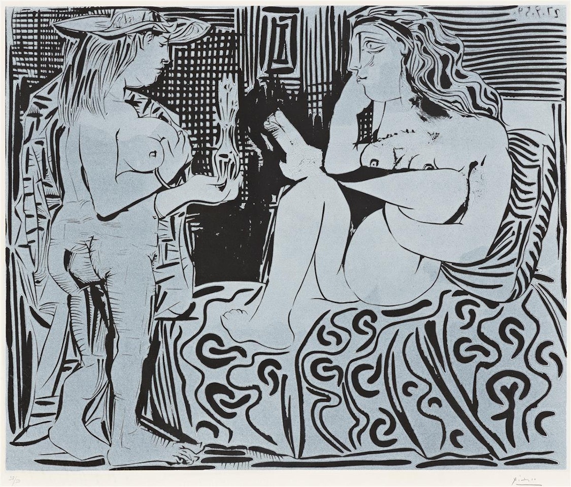 Deux femmes avec un vase à fleurs by Pablo Picasso