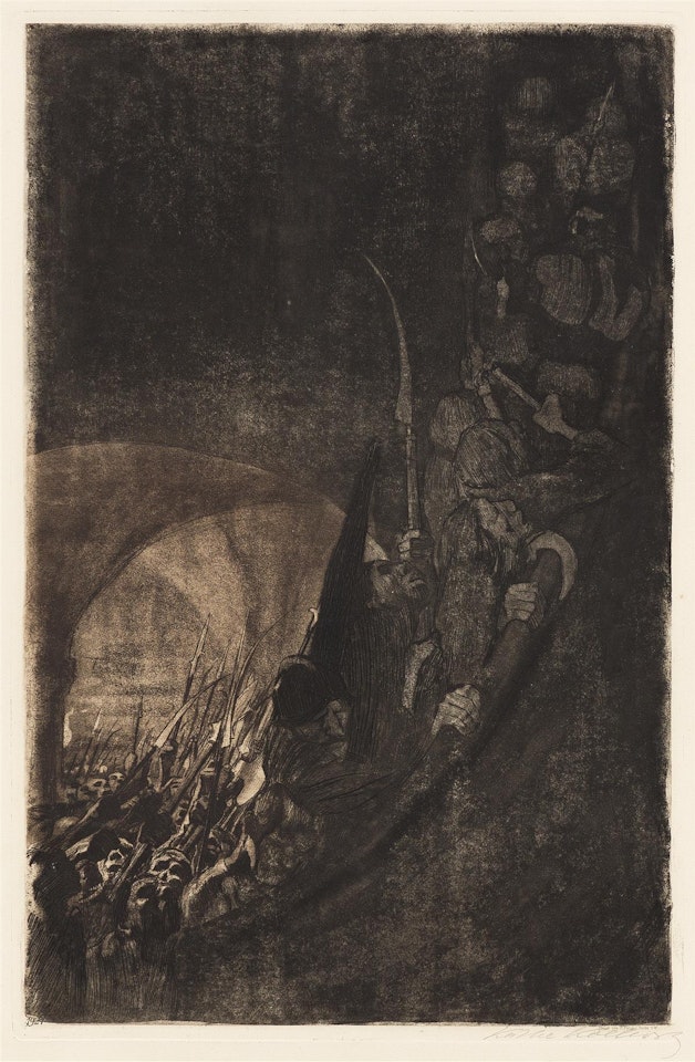 Bewaffnung in einem Gewölbe by Kathe Kollwitz
