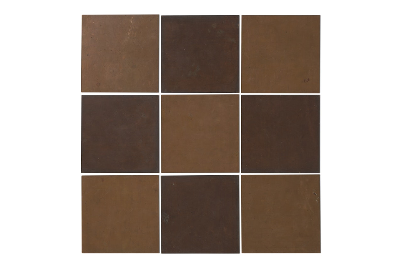 9 Copper Plain & Weathered Square by Carl Andre