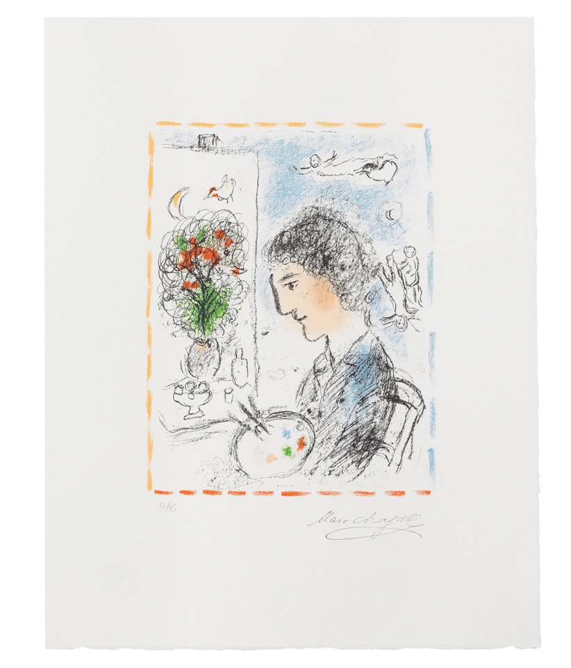Le Chevalet fleuri by Marc Chagall