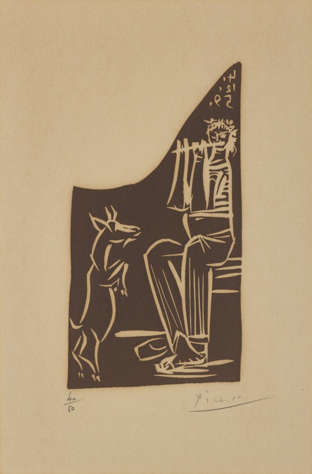 Flûtiste et chèvre savante (B. 949; Ba. 1267) by Pablo Picasso