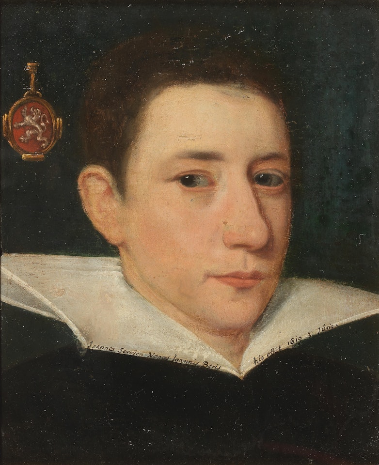 Portrait of a gentleman, bust-length, in black costume with a white collar by Flemish School