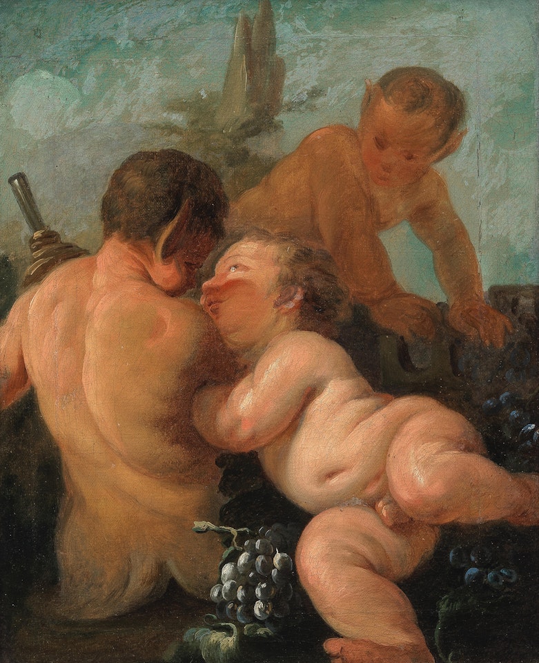 A study of fauns and a putti with grapes by Italian School