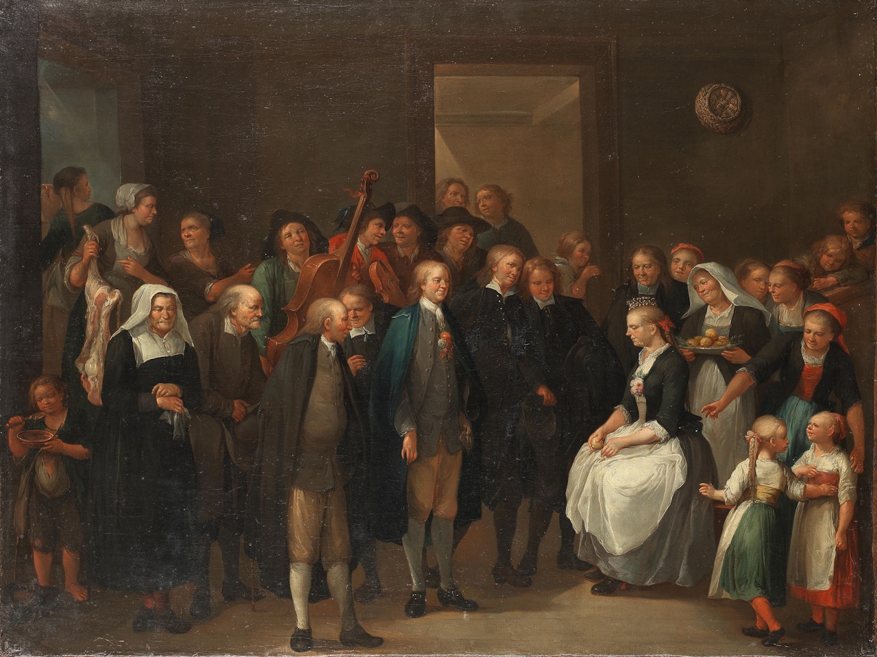 A marriage ceremony; and A wedding feast with musicians and dancing by German School