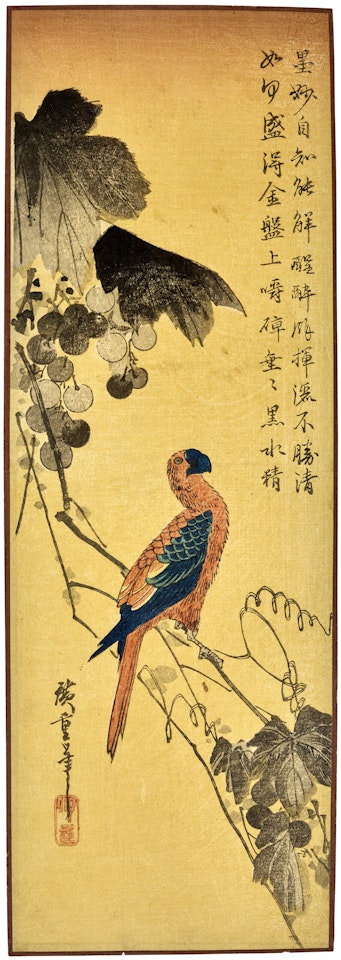 Parrot on a Grapevine by Utagawa Hiroshige