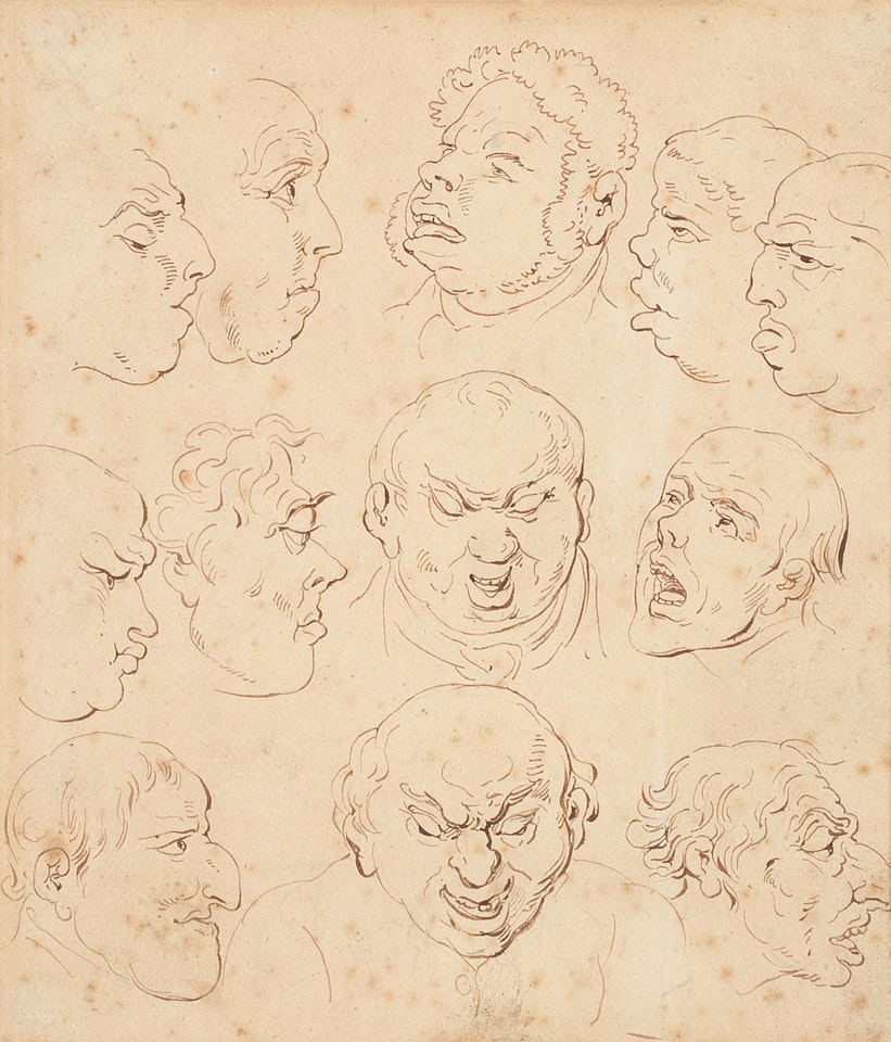 Twelve caricature head studies by Thomas Rowlandson