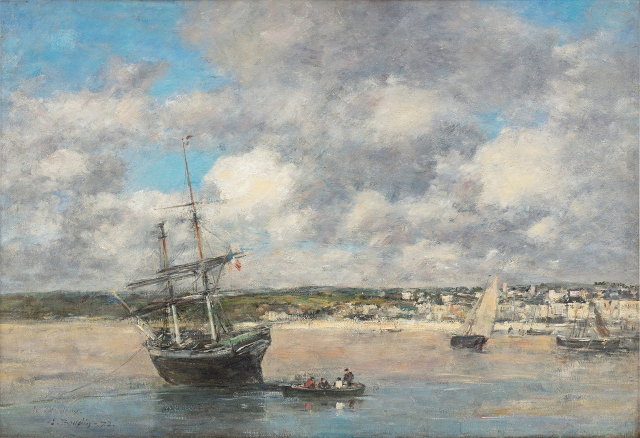 Portrieux. Rivages et bateau à l'ancre by Eugène Boudin