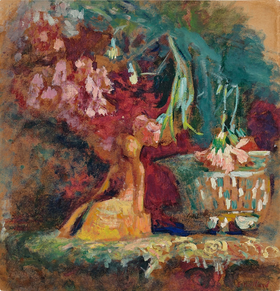 Oeillets et statuette by Édouard Vuillard
