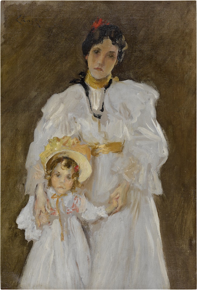 Double Portrait: A Sketch (Sketch for the Portrait of Mother and Child) by William Merritt Chase