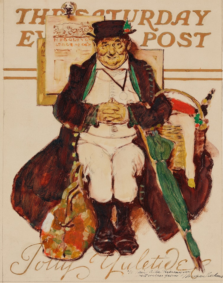 Merrie Christmas: Man with Christmas Goose (Jolly Yuletide) by Norman Rockwell